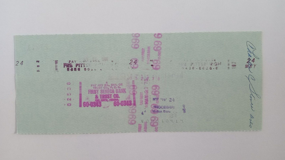 Charles C. Stover, D.D.S.: 1978 Pittsburgh Pirates Expense Check