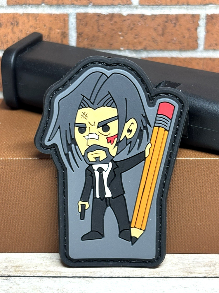 Tactical PVC Patch - John Wick Gun Patch - Hook Loop Morale Wick Pencil Patch