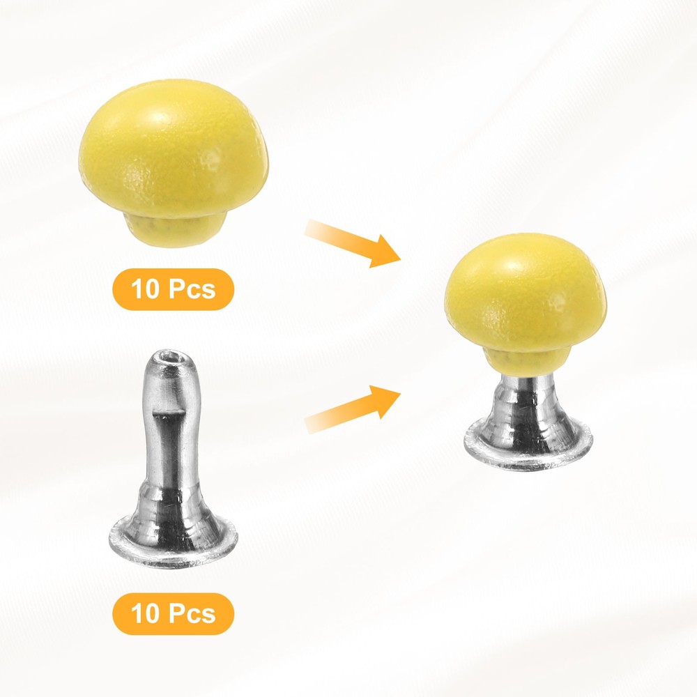 10Pcs Mini Rivet Studs 3mm Double Cap Leather Rivets Tubular Studs Yellow