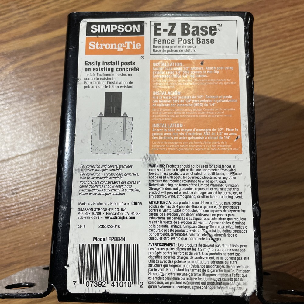 Simpson Strong-Tie FPBB44 12 Gauge E-Z Base