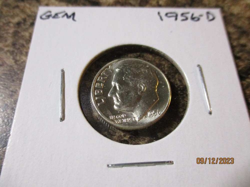 1956-D ROOSEVELT SILVER DIME GEM     X