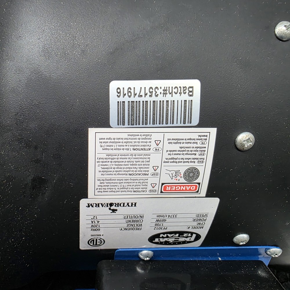 Phat Fan 12" 1708 CFM Inline Mixed Flow Fan