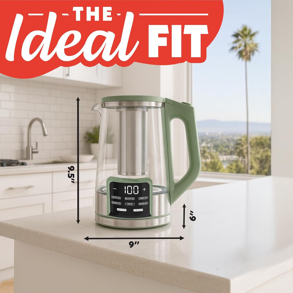 Electric Glass Kettle – 1.7L Programmable Tea & Coffee Brewer with Digital Touch