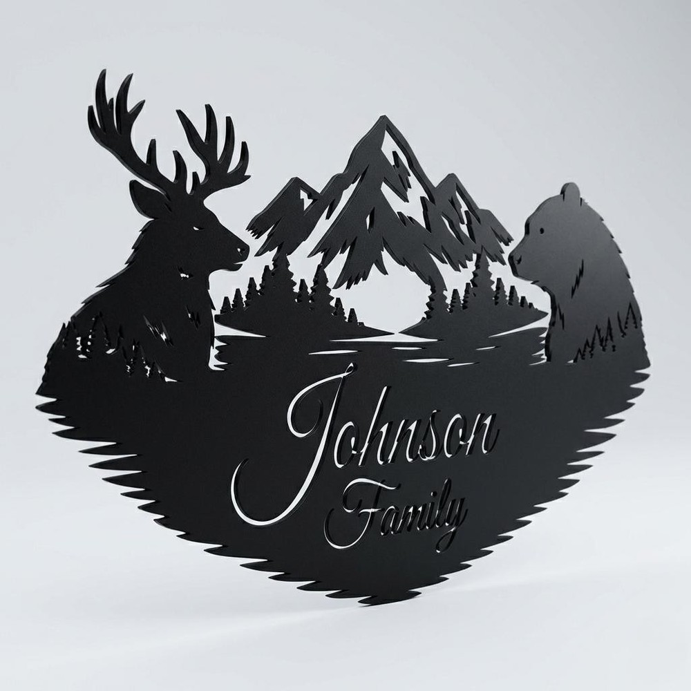 Deer Bear Metal Wall Art | Large Rustic Home Decor