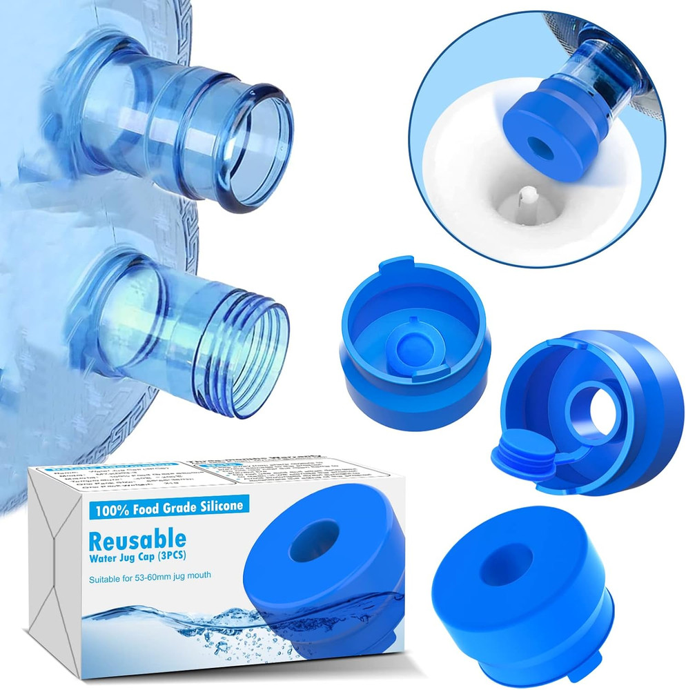 3 & 5 Gallon Water Jug Cap, 3 Pack Reusable Food Grade Silicone Replacement Cap