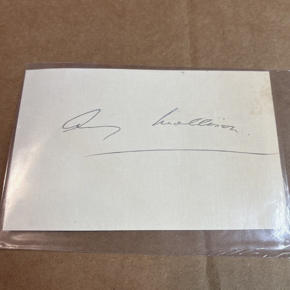 Amy Mollison Signed Index Card With COA