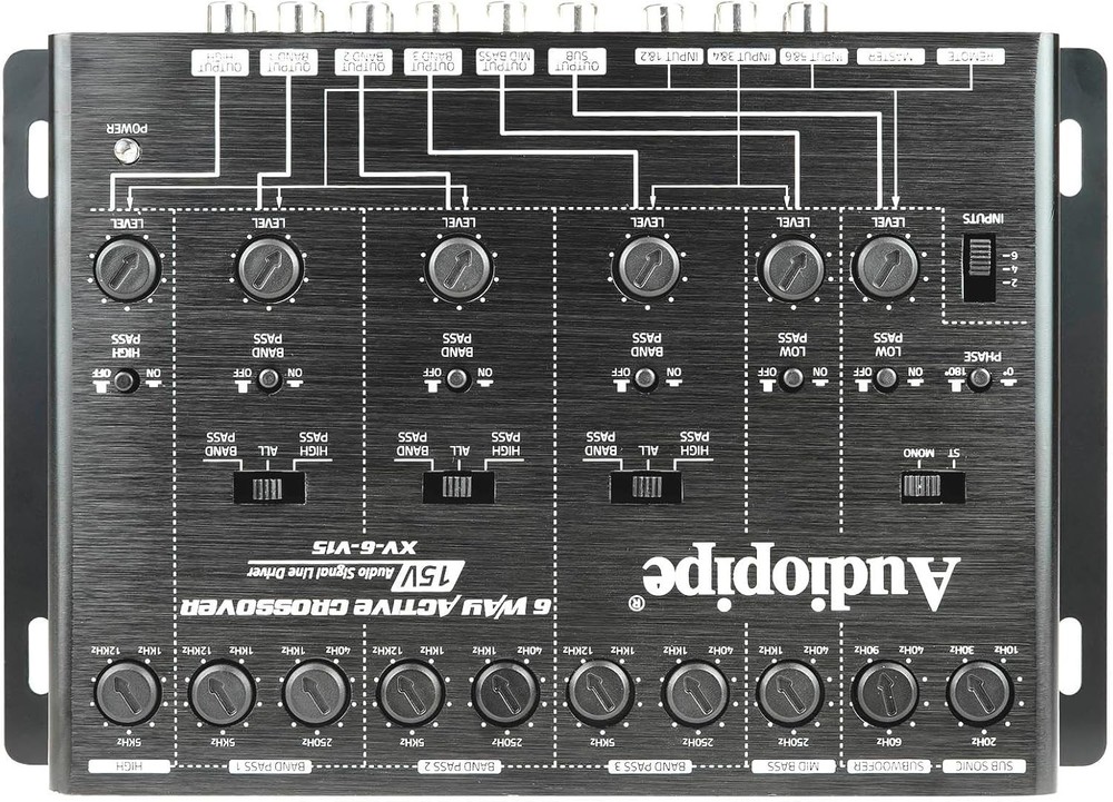 6-Way Active Crossover , Multiplier Switch, Compact, Power LED Indicator, Sub...