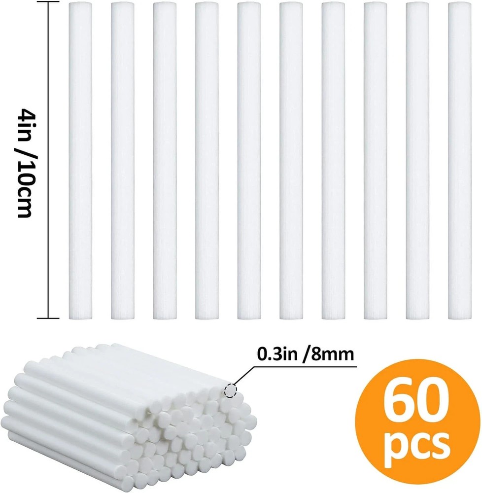 60PCS Humidifier Stick Filter Refill - Mini Air Diffuser Pure Wicks Refill Cotto