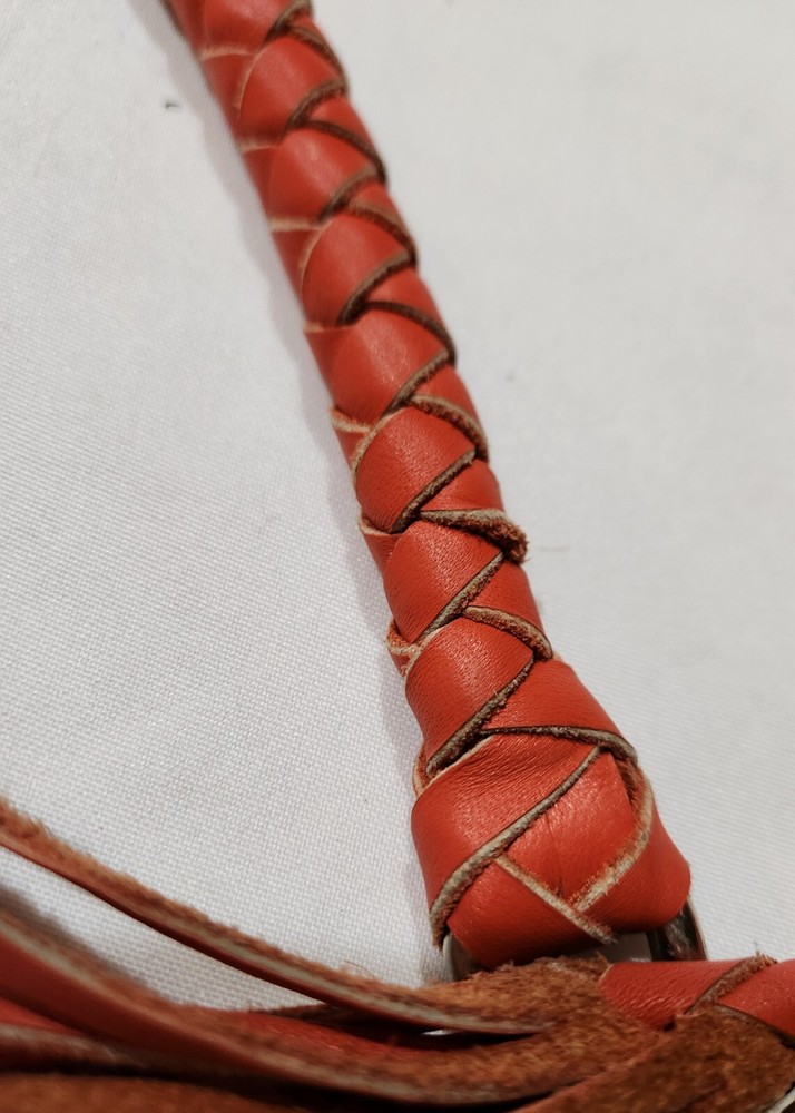 Get Back Whip Classic Biker Motorcycle Orange Leather Accessory For Handlebars