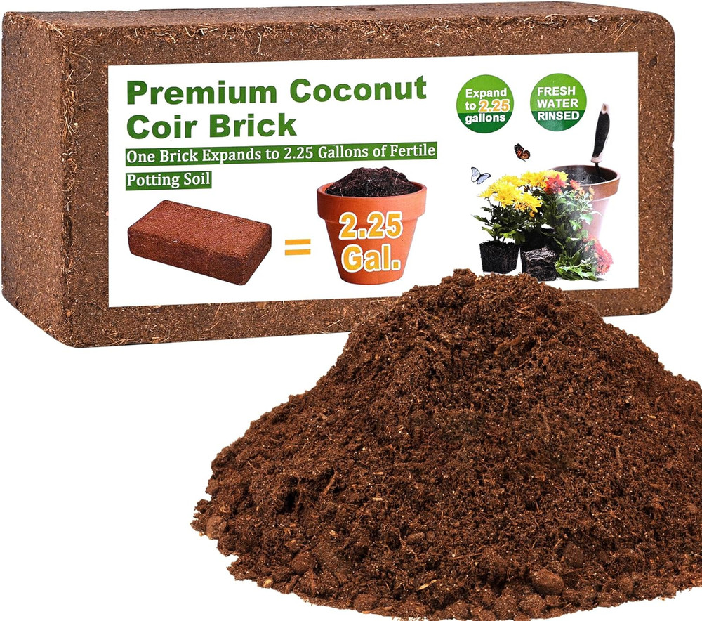 Compressed Coconut Coir Brick - 1 Pcs Coconut Fiber Growing Medium Soil