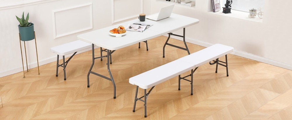 6 ft Plastic Folding Bench, Portable Foldable Bench Seating with Handle
