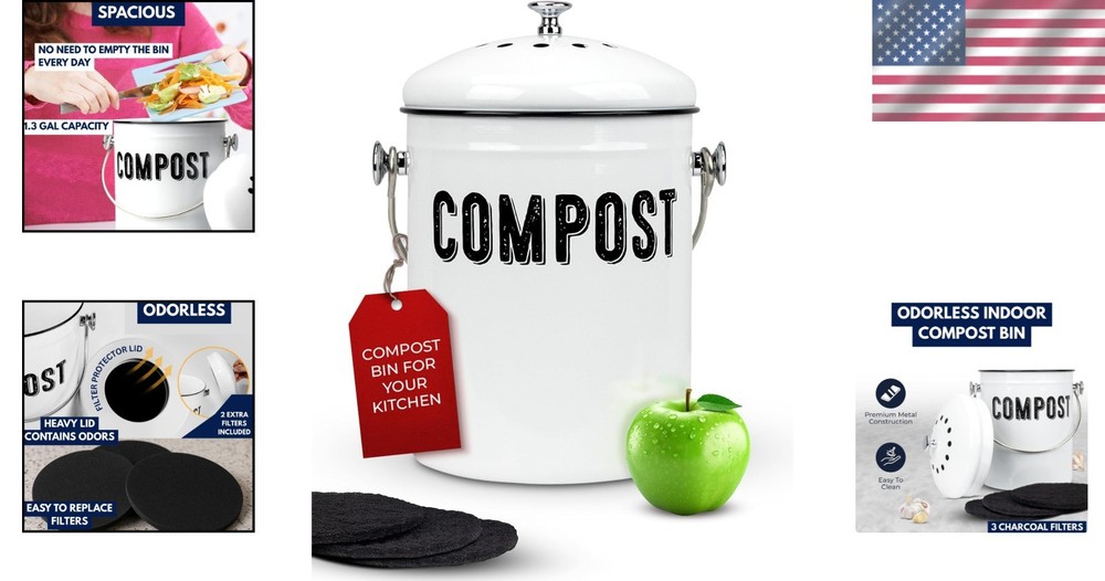 Rust-Proof Countertop Compost Bin - 1.3 Gal