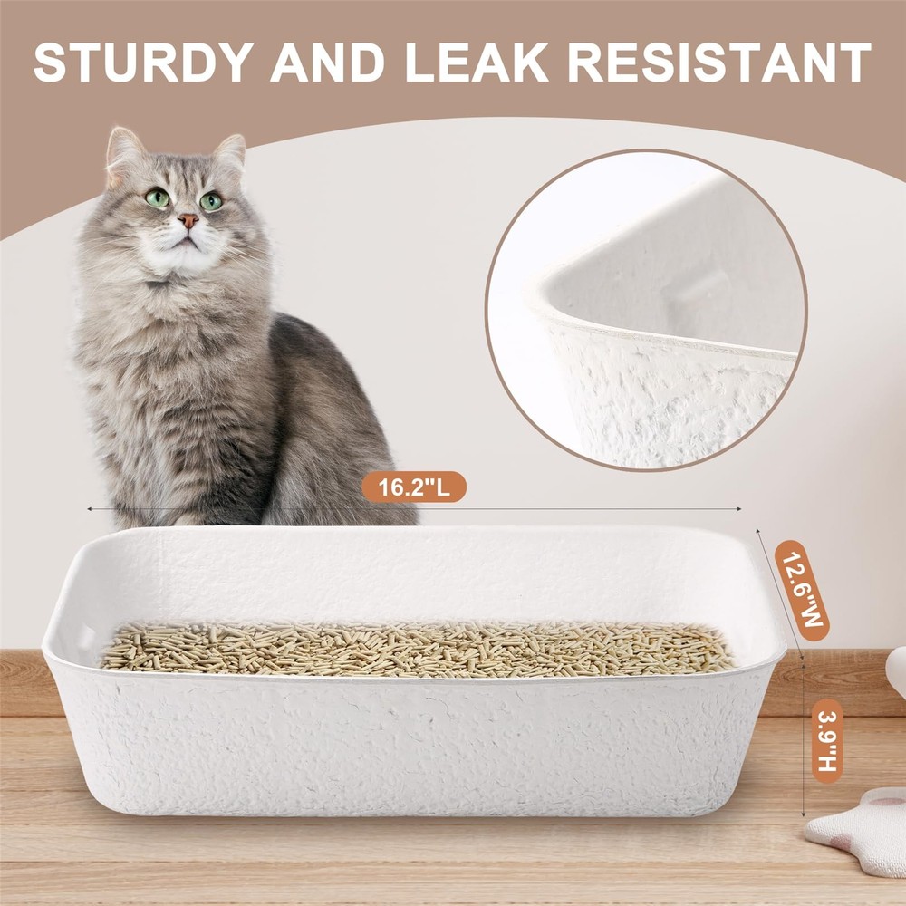 Disposable Cat Litter Box, Sturdy and Durable, Extra Thick, Large Size - 16.2x12