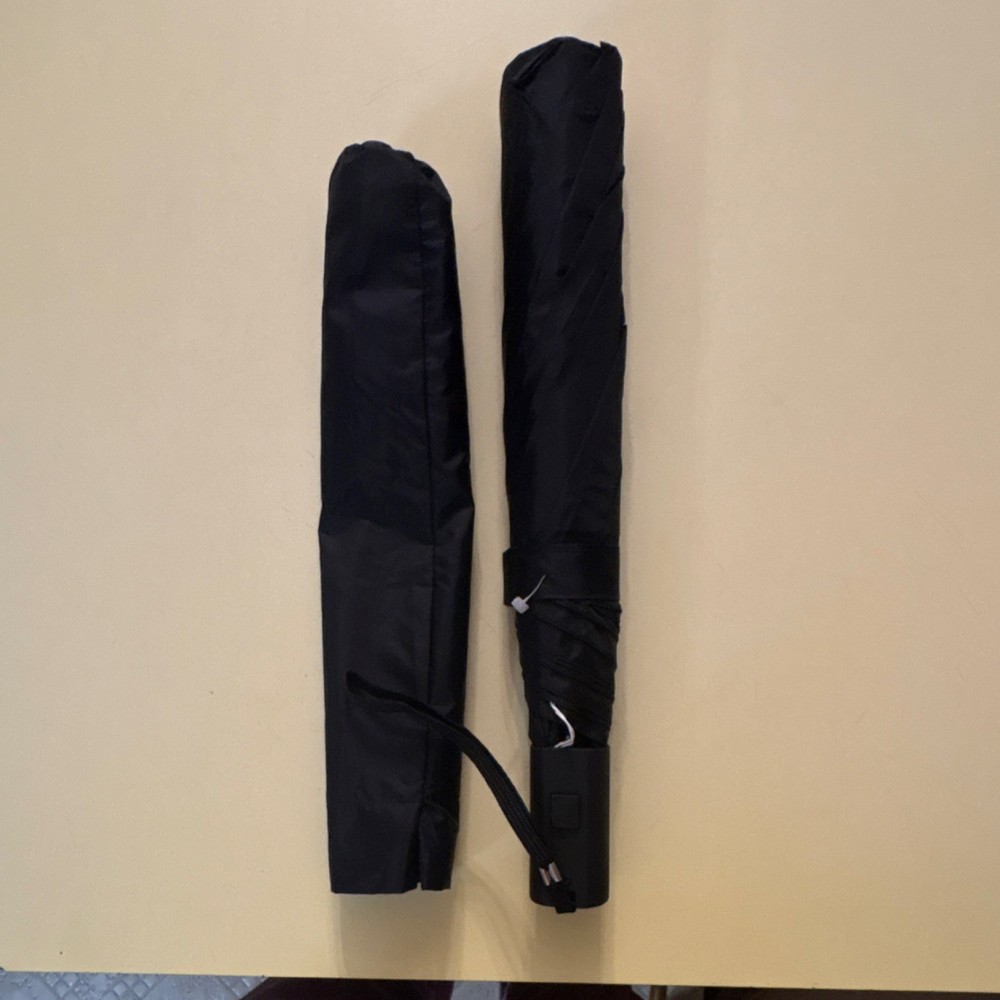 Novant Health Black Men's Compact Folding Umbrella Solid Polyester