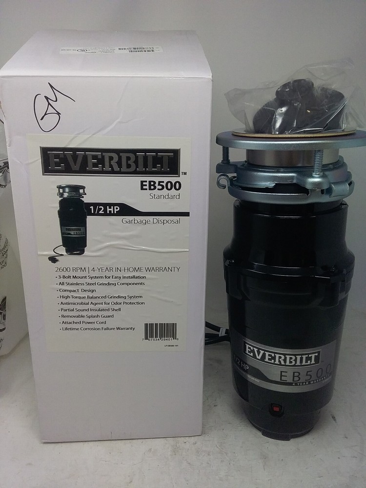 Everbilt EB500 Standard 1/2HP Garbage Disposal ( New)