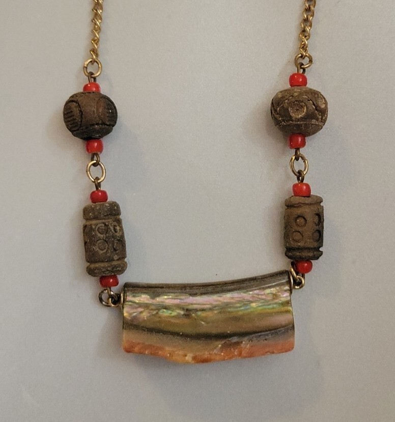 Vintage Abalone Tribal Bead Necklace
