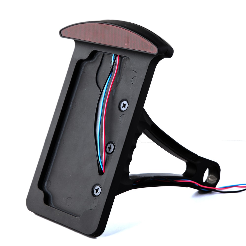 Black Vertical Side Mount License Plate Holder Bracket Tail Light for Harley