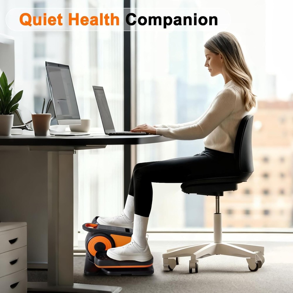 Under-Desk Elliptical Machine–Compact & Quiet Mini Pedal Exerciser W/ Adjustable