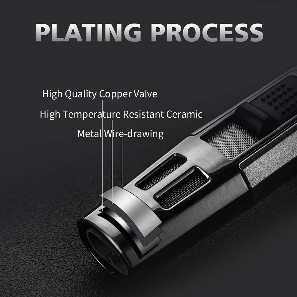 Refillable Butane Torch Lighter Adjustable Cigar Gas Lighter 2 Jet Flame Lighter