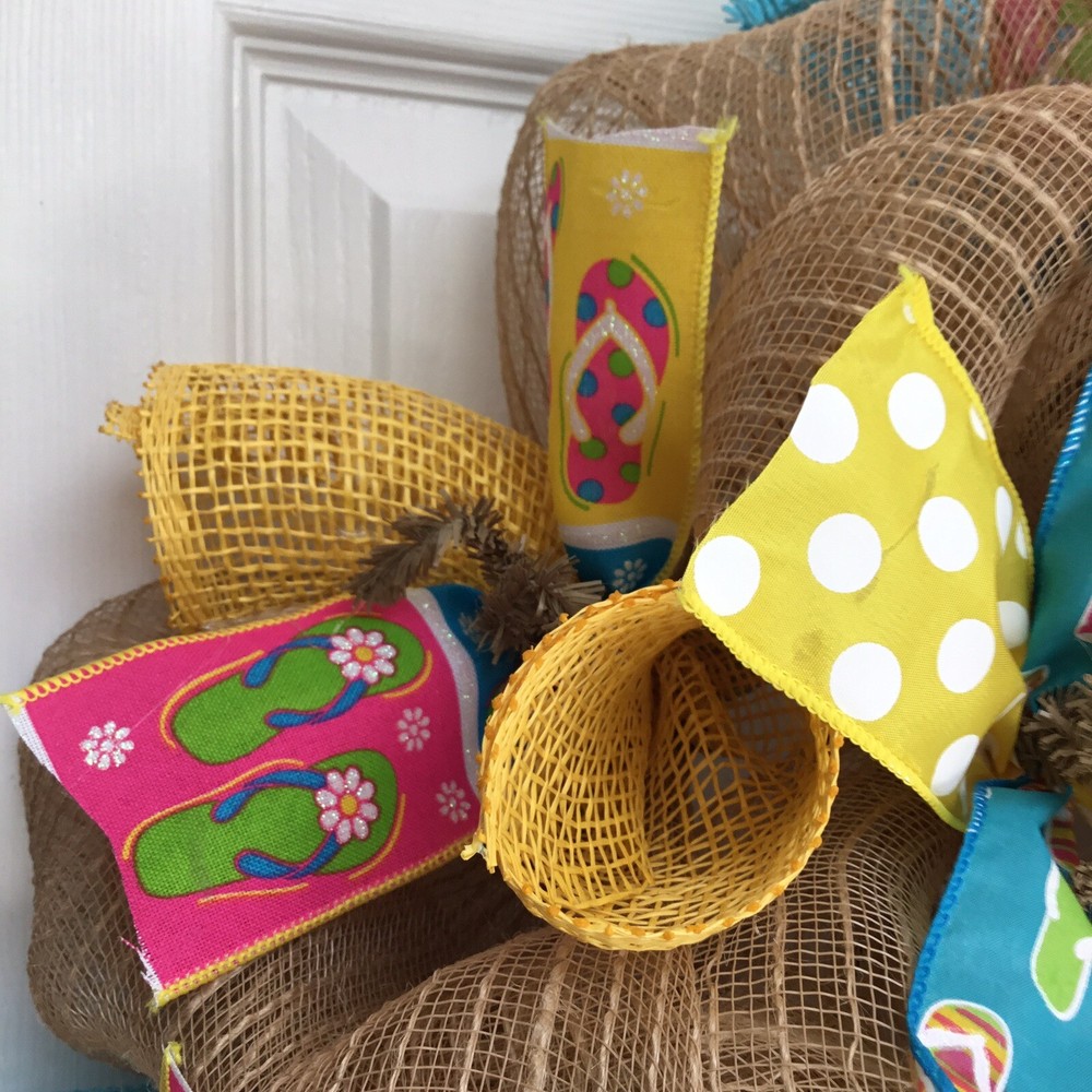 Pool Is Open Burlap Deco Mesh Summer Wreath