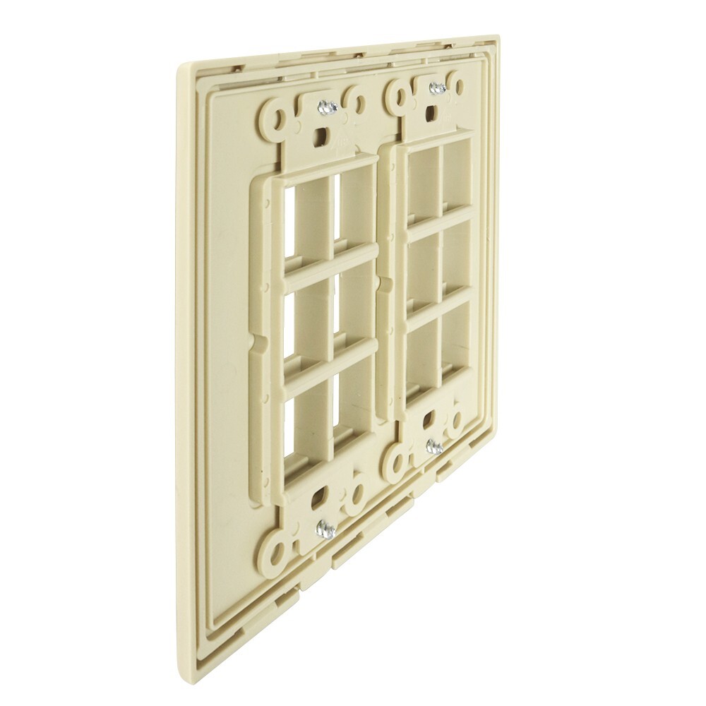 Construct Pro 12-Port Keystone Wall Plate with Screwless Face (Ivory)