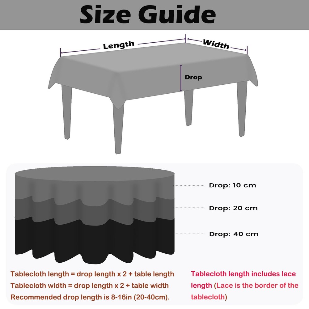 Clear Plastic Tablecloth Waterproof Rectangle Vinyl Table Cloth with Embroide...