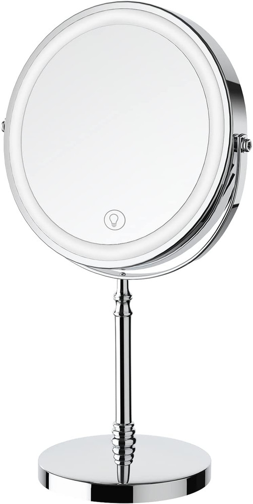 Makeup Mirror, 3000Mah Rechargeable Double-Sided Magnifying Vanity Mirror with 3
