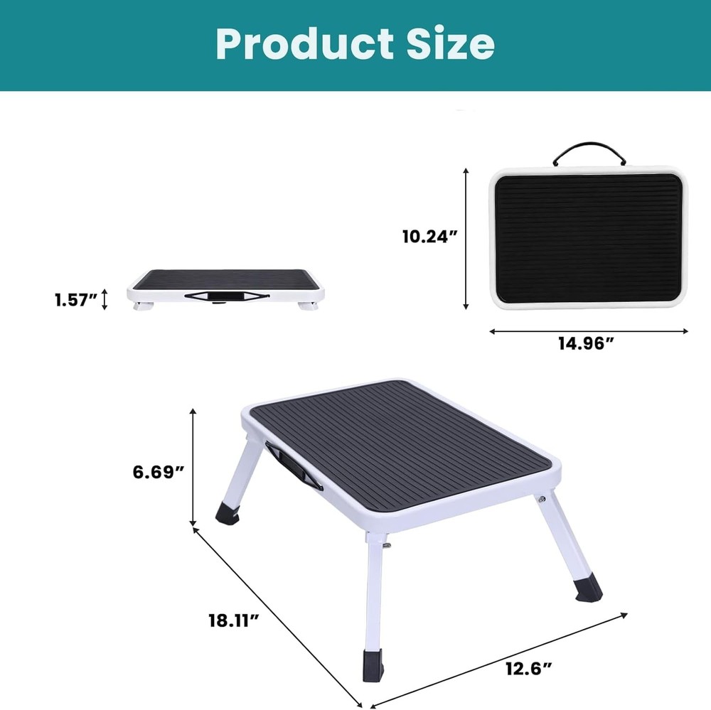 Gianna Foldable Step Stool with Non-Slip Platform & Rubber Feet