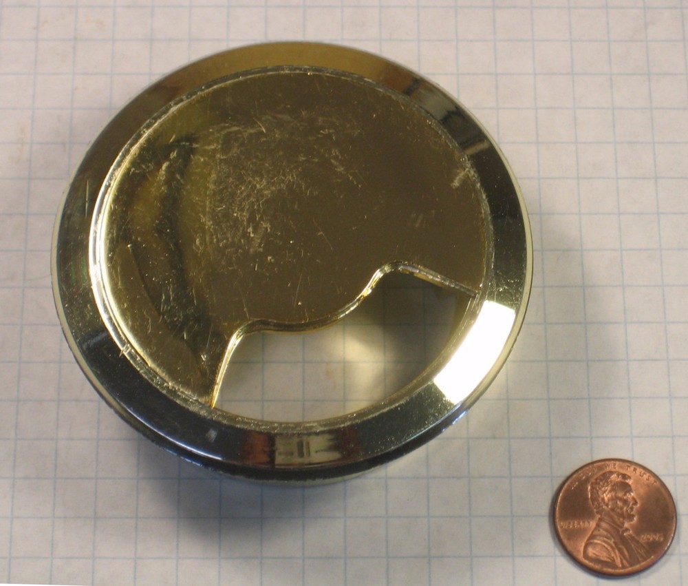 WIRE MANAGEMENT GROMMET, PLASTIC, 2-3/8" BORE DIAMETER, BRASS-PLATED