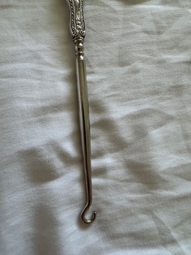 Antique Lionel Smith & Co. Sterling Silver Handle Button Hook Scrolling Design