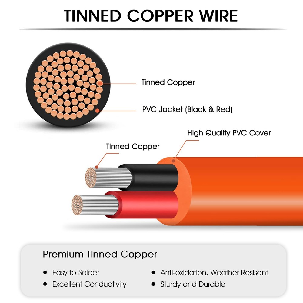 10FT MC4 to 8mm Adapter Cable for Jackery | Universal Solar Panel Connector a...