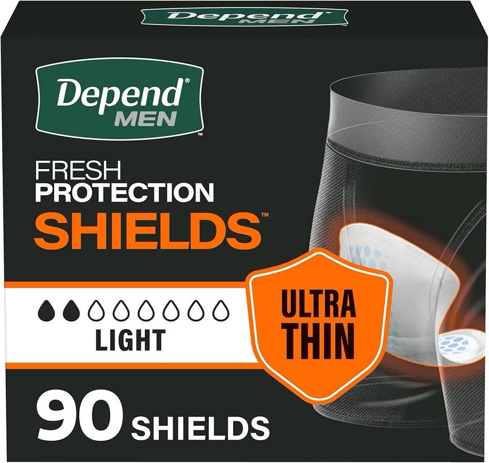 Depend Shields Incontinence Pads for Men, Light Absorbency, 90 Count Packagin...