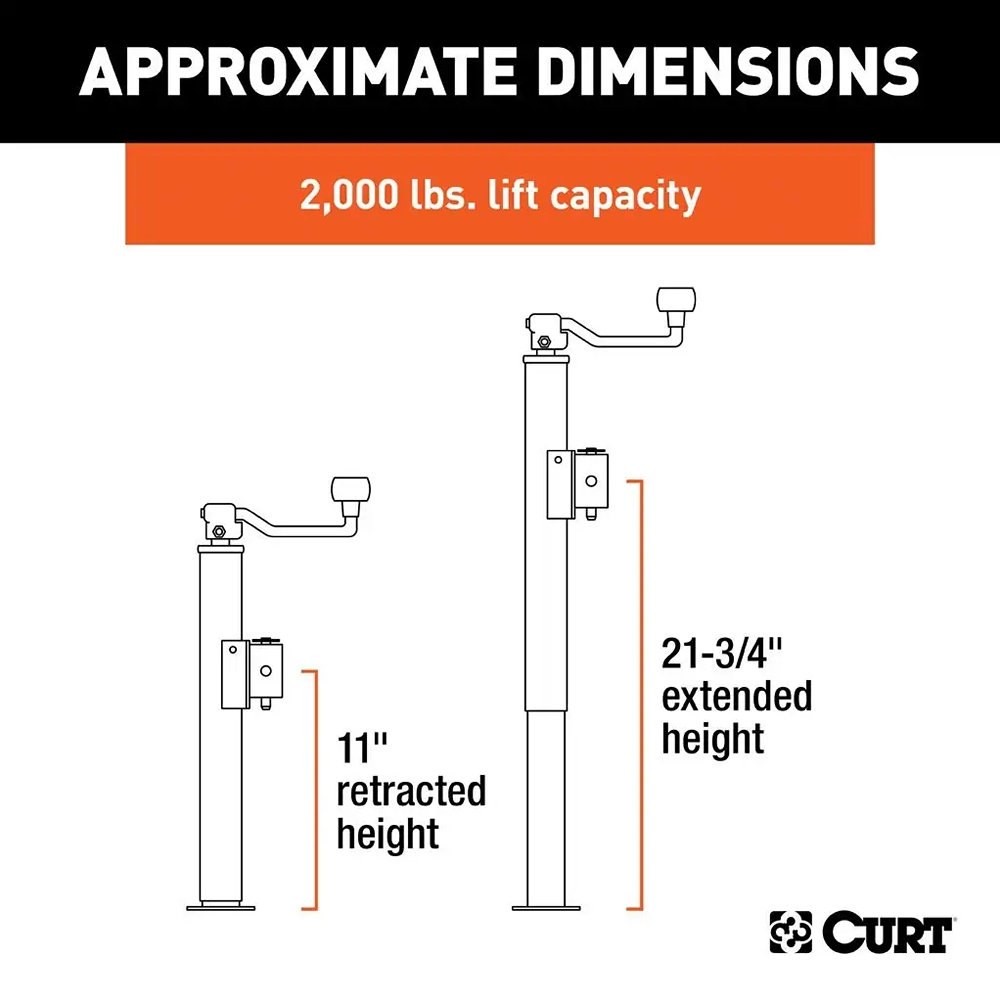 CURT 28320 Pipe-Mount Swivel Topwind Jack