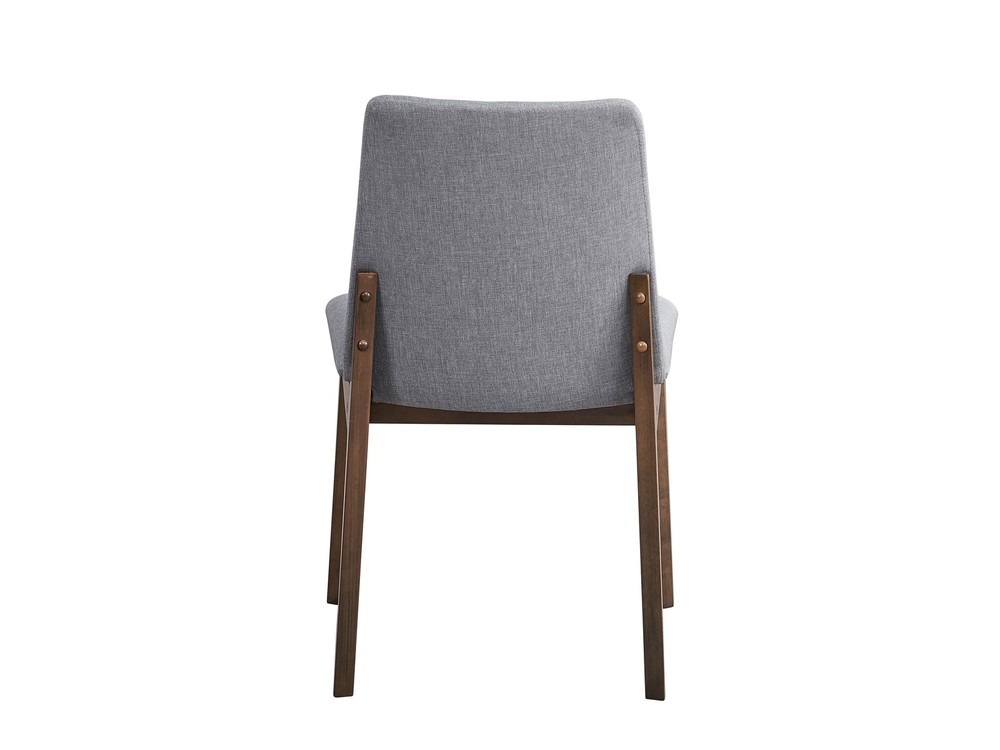 Kaela Light Gray Fabric & Walnut Finish Side Chair