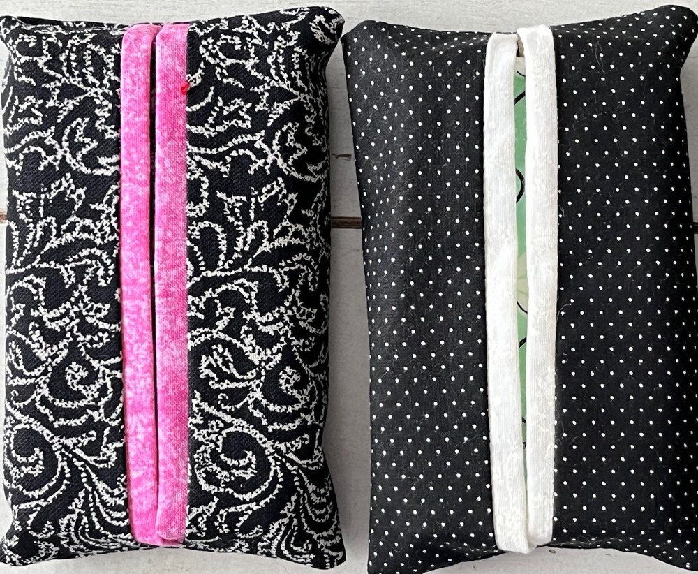 5 Black & White Tissue Holders. Handmade. Tissues Included