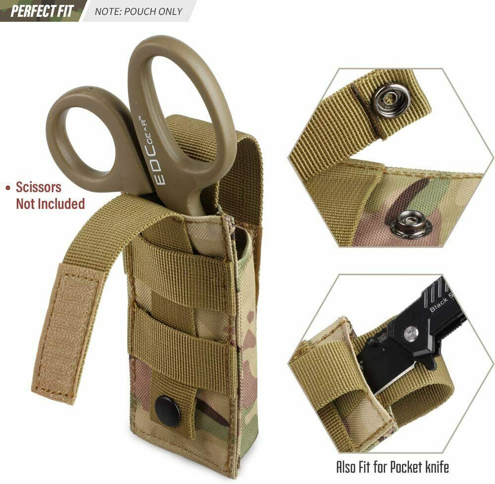 Tactical Molle Multitool Folding Knife Sheath Pouch Flashlight Holder Holster