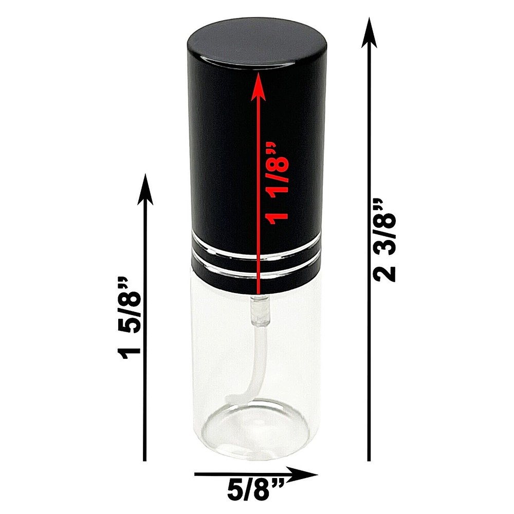 5ml 0.17oz Empty Perfume Glass Bottles Spray Decants Black Atomizers Refillable