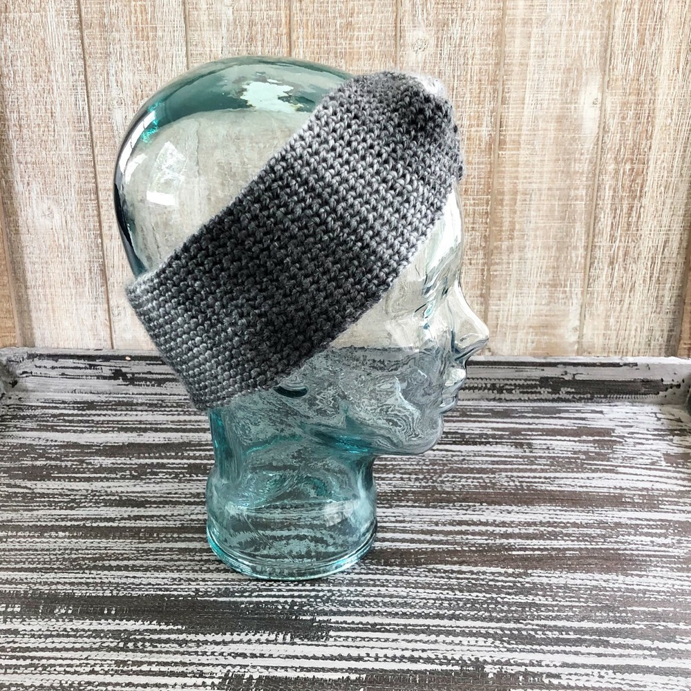 Crochet Gray Headband Ear Warmer Handmade