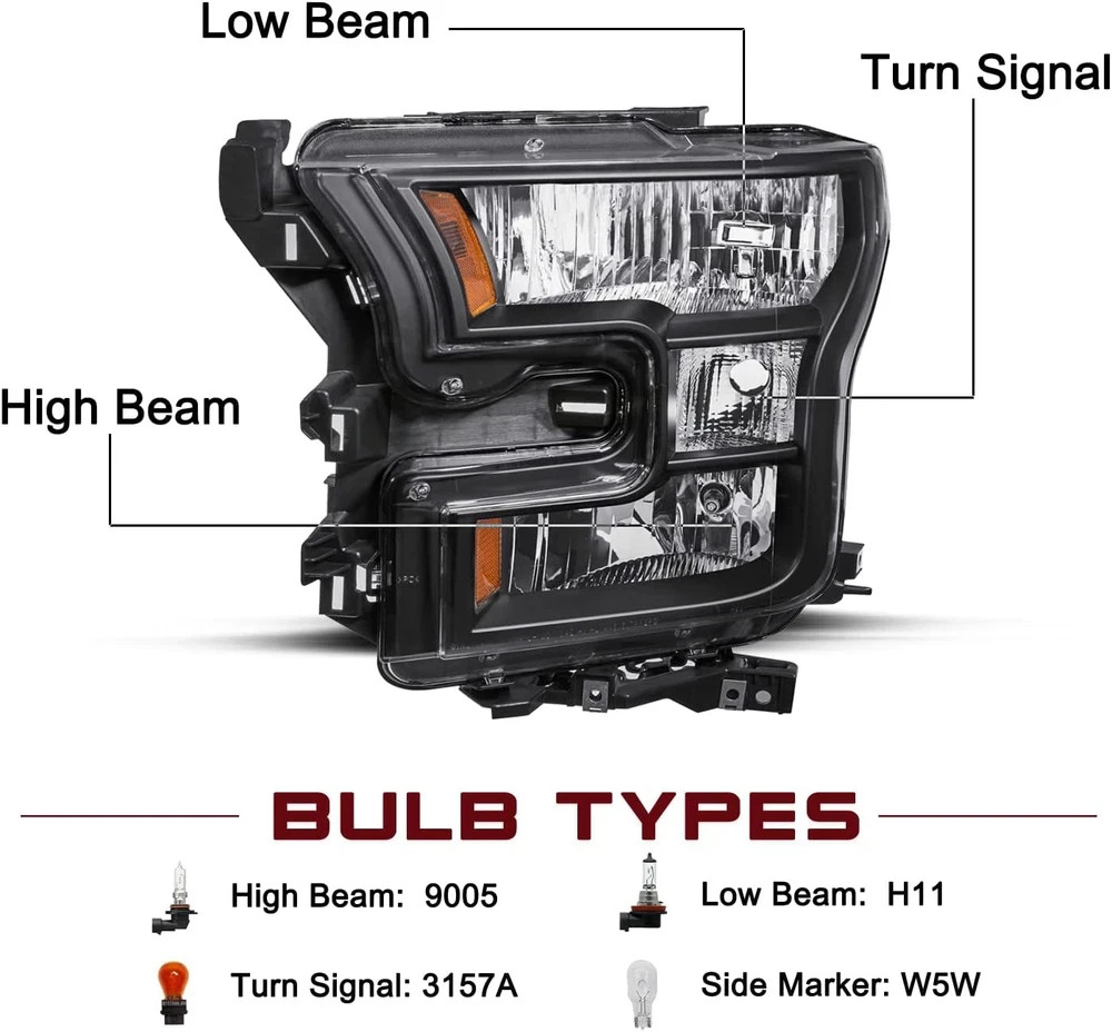Headlight Assembly Replacement for 2015-2017 Ford F150 Headlamp Passenger & Driv