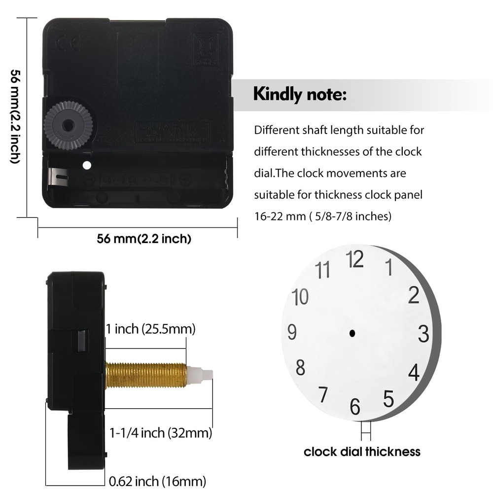 WINTAIM Upgrade Your DIY Clock Project with Long 1" thread length, C+D Hands