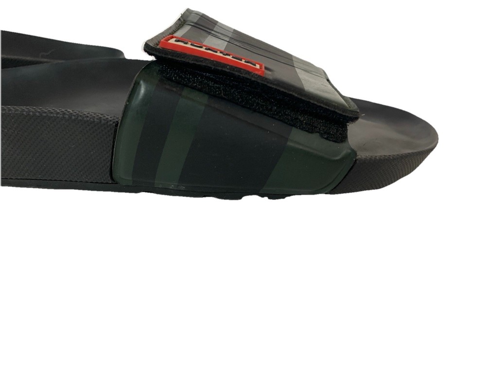 Hunter Garden Stripe Adjustable Slides Black Sz 8