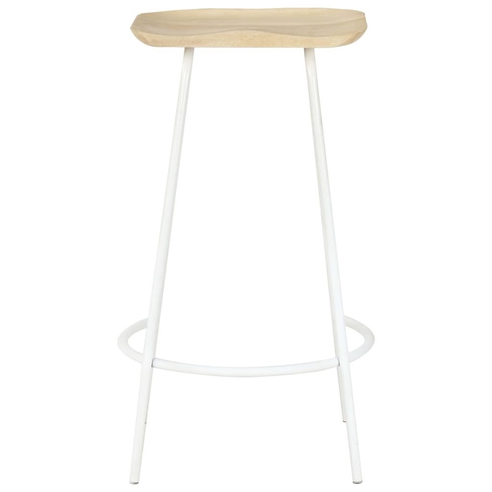 Bar Stool Set of 2 Bleached wood, White