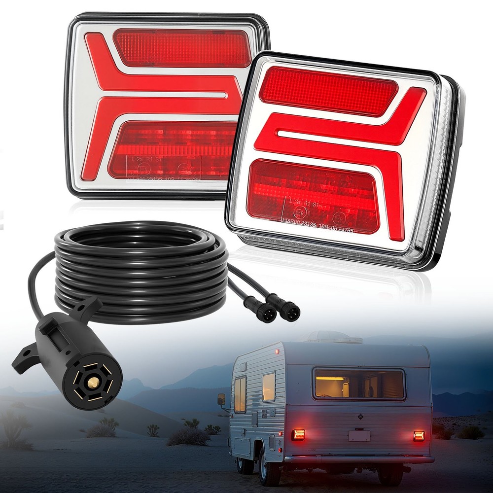 Trailer Lights 2PCS 12V Square Magnetic LED Trailer Tail Lights Kit Stop B