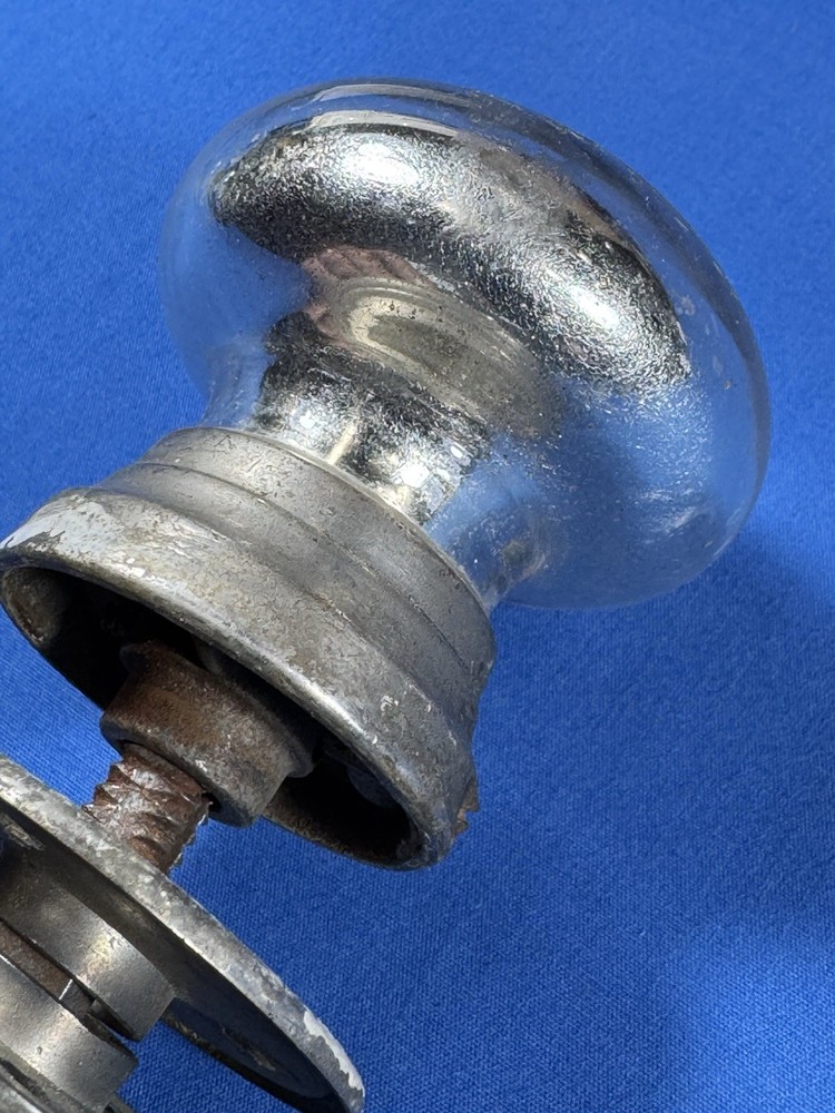 C.1920 Mercury Glass Door Knobs, No cracks, Cool Distressed Reverse Surface