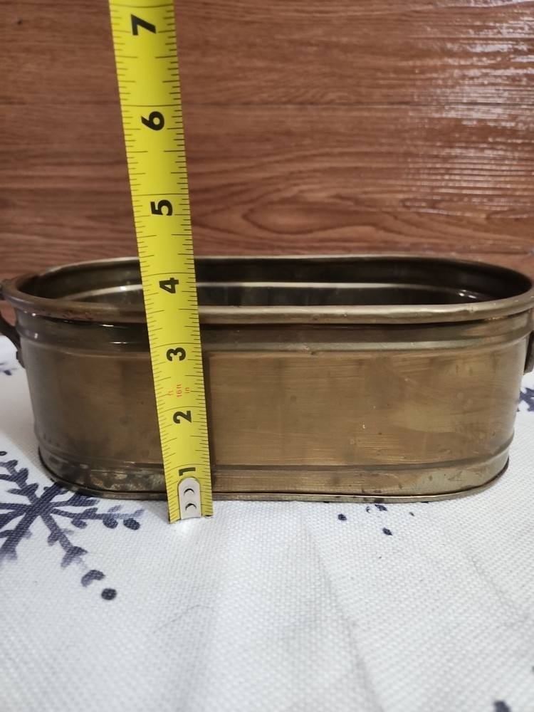 Vintage Solid Brass Flower Centerpiece Pot 11 Inch