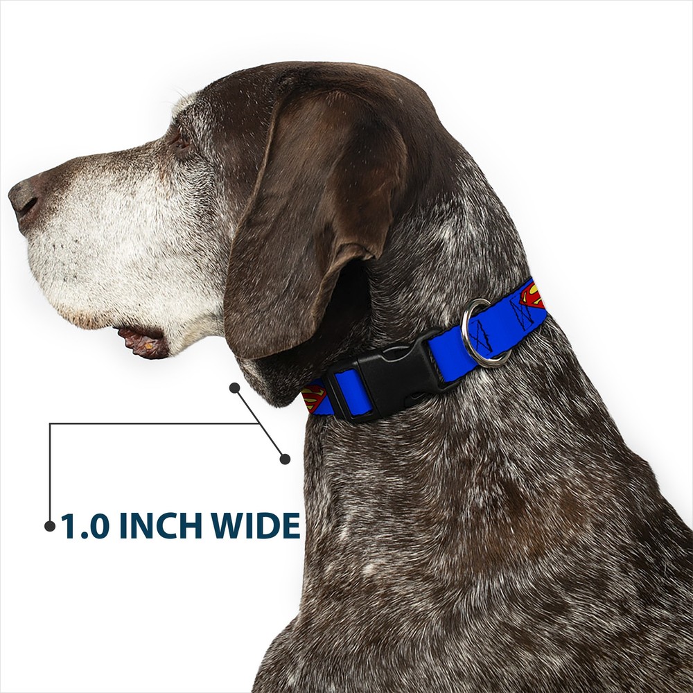 Plastic Clip Collar Superman Shield Blue Small 9.5-13"