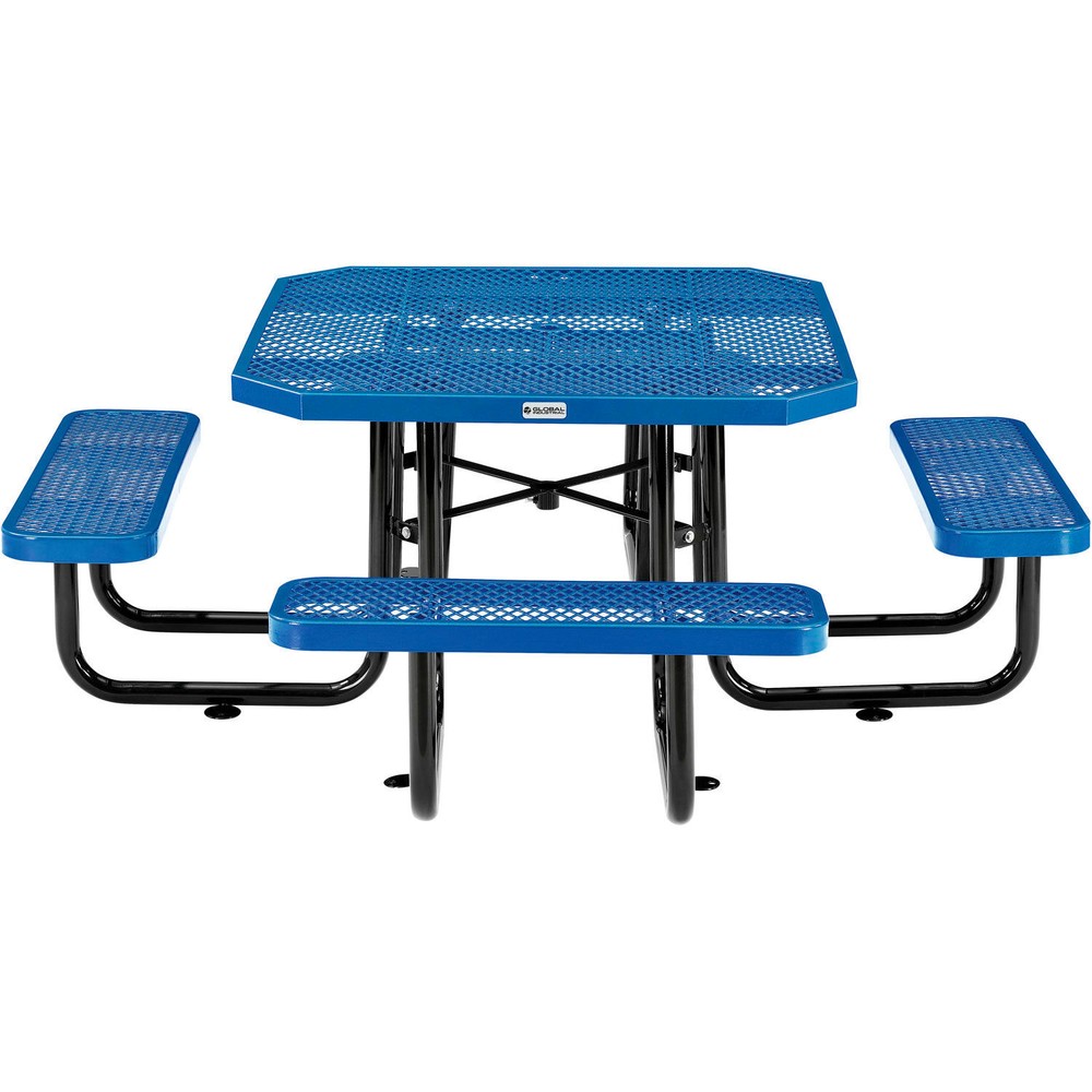 Global Industrial 46" Octagonal Picnic Table Expanded Metal Blue