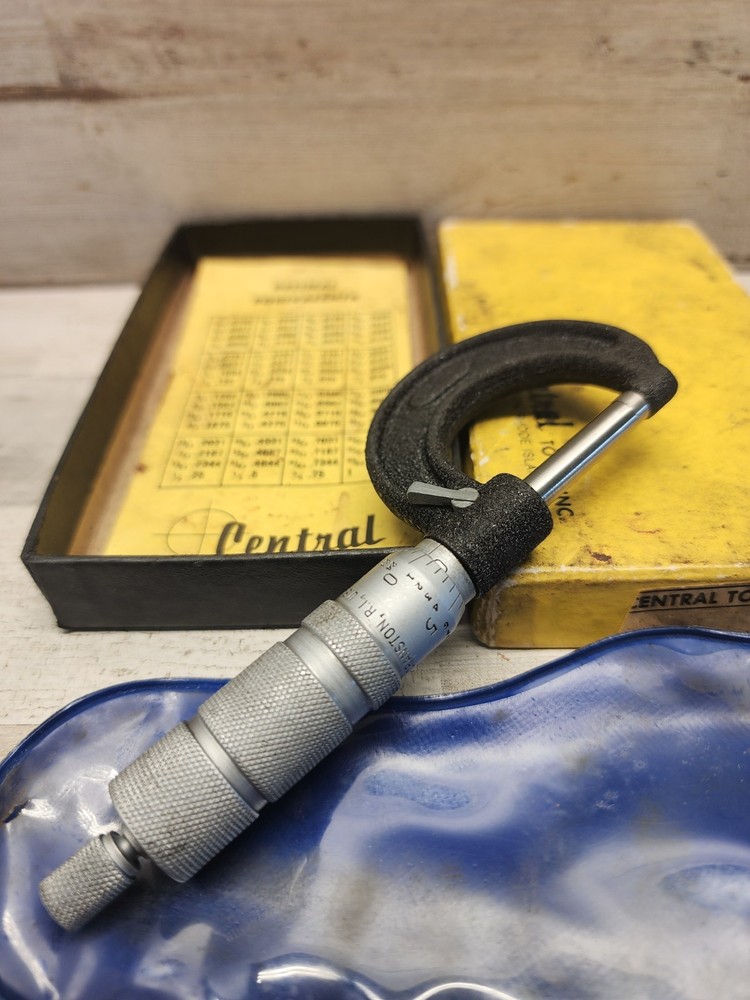 Vintage Central Tool Co. 0"-1" Micrometer in Original Box