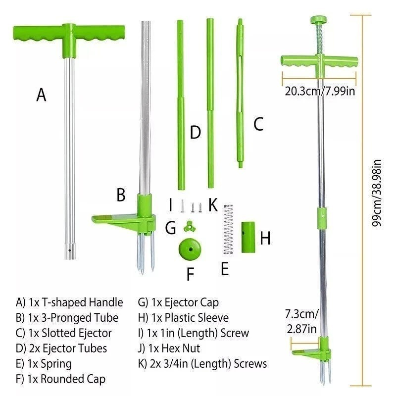 Weed Puller Stand Up Weeder Hand Tool Long Handle Garden Weeding Tool w/3 Claws