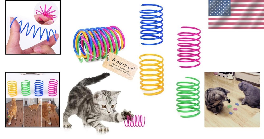 Durable Multi-Colored Cat Spiral Springs - Interactive Play for All Cat Breeds